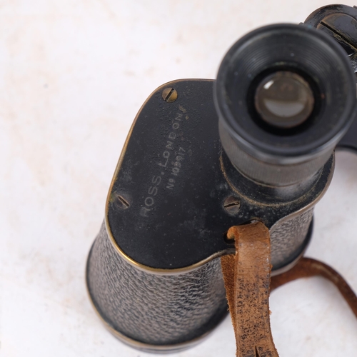 48 - A pair of Lloyd Owen Compocular binoculars, by Ross of London, original leather case, these were use... 