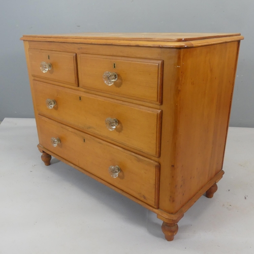 2339 - A vintage pine chest of two short and two long drawers. Width 102cm, height 78cm, depth 50cm.