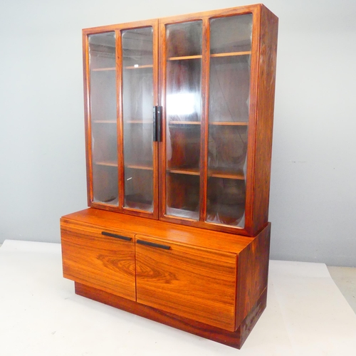 2408 - KOFOD LARSEN for Faarup Mobelfabrik, Denmark - A 1960s/70s rosewood display cabinet, with makers lab... 