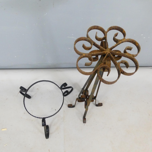 2433 - Two painted wrought iron plant stands. Tallest 87cm.