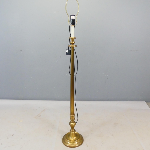 2438 - A brass standard lamp, from Ethan Allen. Height to fitting 125cm.