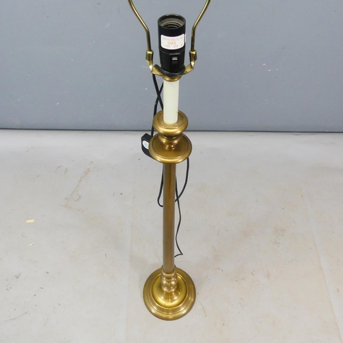 2438 - A brass standard lamp, from Ethan Allen. Height to fitting 125cm.