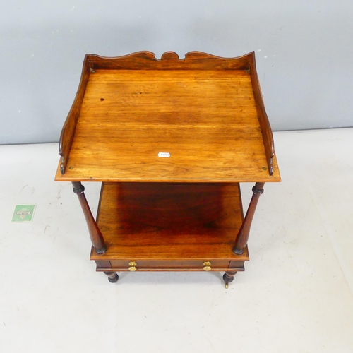 2480 - An antique rosewood two tier open bedside table with a single drawer. Width 48cm, height 75cm, depth... 