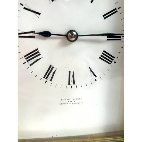 57 - A good quality large scale 19th century quarter repeat 8-day carriage clock, shaped mouldings with e... 