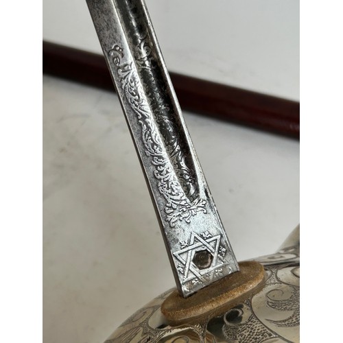 44 - George VI Cavalry Officer's sword, with engraved bowl hilt, etched blade with cipher and initials WP... 