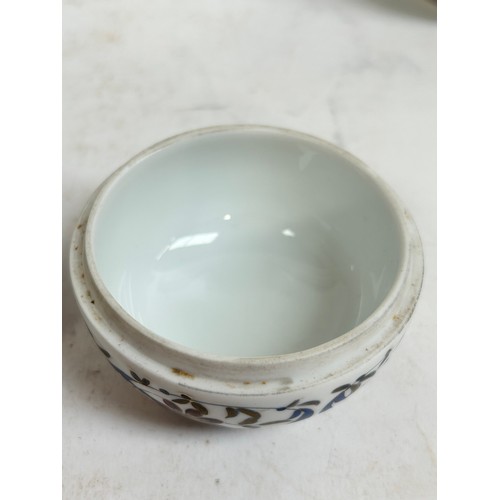 125 - A Chinese blue and white porcelain prunus pattern ginger jars, a soapstone water buffalo, 13cm, etc
