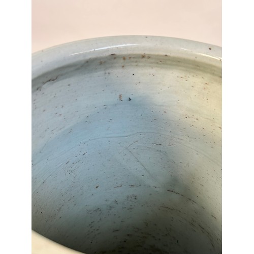 135 - A Chinese famille vert ceramic barrel stick stand, 45cm