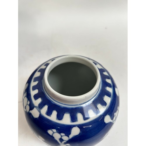 128 - 7 Chinese blue and white porcelain prunus pattern ginger jars and covers, largest 15cm