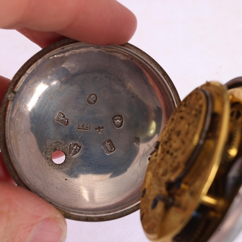 1056 - A late 18th century silver pair-case open-face key-wind verge pocket watch, by William Arwen of Hudd... 