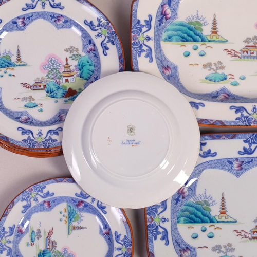An extensive service of Copeland Spode Landscape pattern hand colour ...