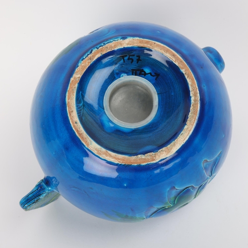 2 - Aldo Londi for Bitossi, Italy, a ceramic fish money box, in Rimini blue glaze, marked to base T57 IT... 