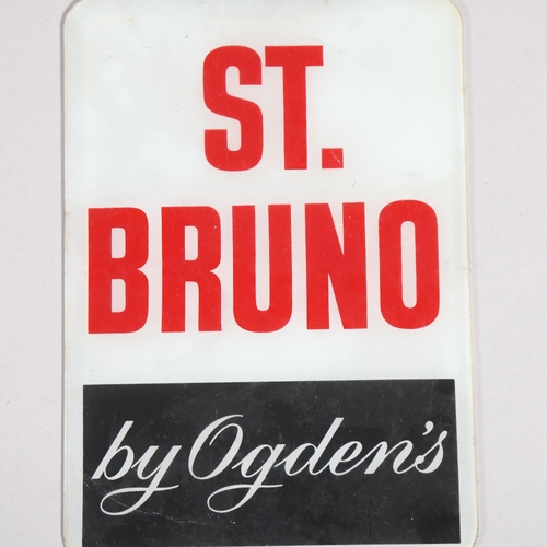 38 - 2 Vintage glass advertising sign, St Bruno and Player's, longest 31cm