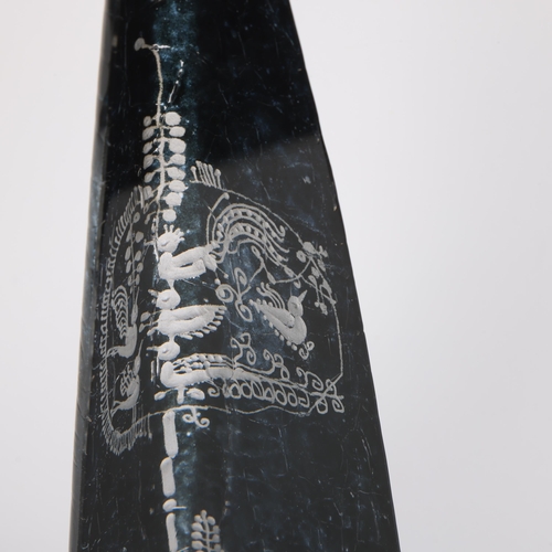 43 - Goran Warff for Kosta Boda, a mid century glass Lappland obelisk, partial label and etched to base 