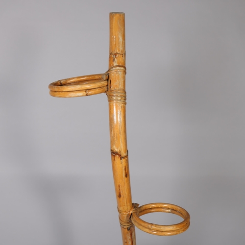 58 - A mid-century bamboo four-tier plant stand, height 158cm.