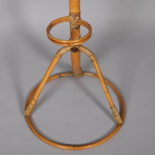 58 - A mid-century bamboo four-tier plant stand, height 158cm.