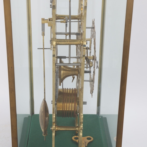 300 - A 19th century brass architectural style skeleton clock, circa 1880, pierced steel chapter ring with... 