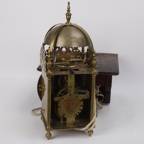 305 - A 17th century brass lantern clock, by John Greenhill of Maidstone, circa 1680, horizontal balance w... 