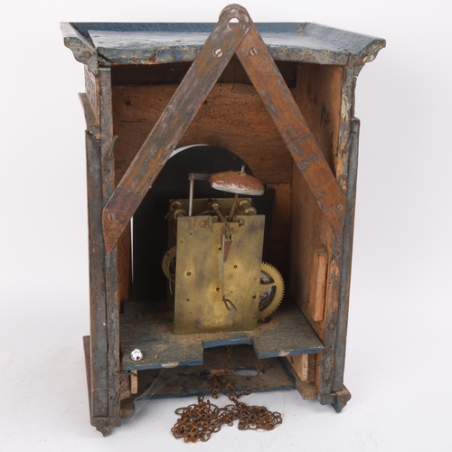 308 - An 18th century oak-cased hooded clock, by William Thristle of Stogursey, 6