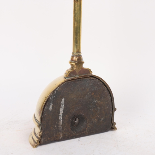 314 - A Victorian brass half bell doorstop, with ornate scrolled carrying handle, height 44cm