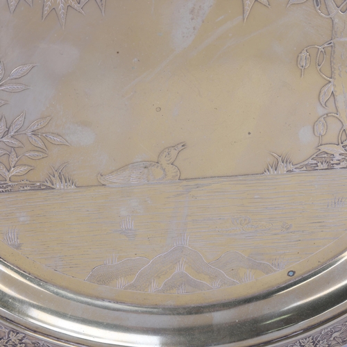 317 - A good quality Victorian Aesthetic Movement silver plated presentation salver, Johnson & Co of Birmi... 