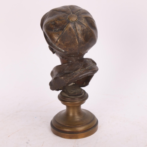 320 - Gaetano Chiaramonte (1872 - 1962), young street urchin, bronze bust, signed on reverse, height 15cm