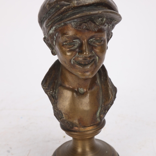 320 - Gaetano Chiaramonte (1872 - 1962), young street urchin, bronze bust, signed on reverse, height 15cm