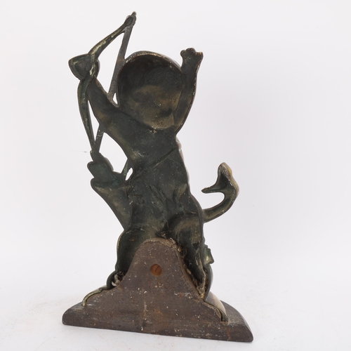 328 - An English 19th century heavy cast-brass and cast-iron doorstop, depicting Cupid and the Serpent, he... 