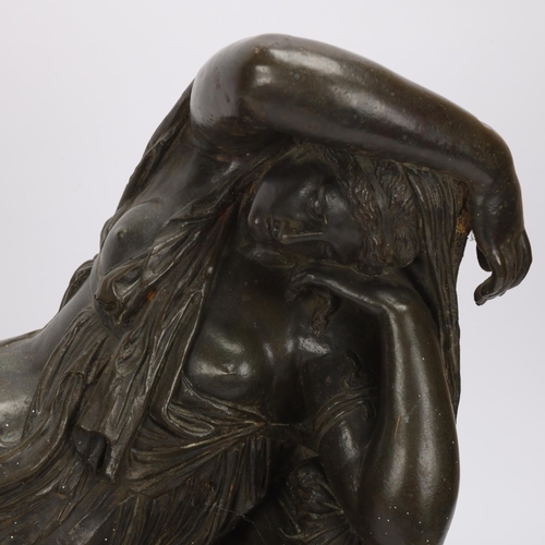 334 - Sleeping Ariadne, 19th century bronze sculpture, unsigned, length 48cm, height 33cm