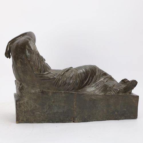 334 - Sleeping Ariadne, 19th century bronze sculpture, unsigned, length 48cm, height 33cm