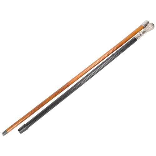 341 - A Malacca walking cane with spiral twist silver top, hallmarks London 1912, together with an Indian ... 
