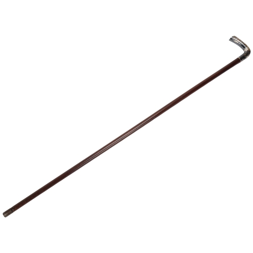 345 - A 19th century silver niello and gold inlaid cane, with snakewood shaft and fleur-de-lis decorated h... 