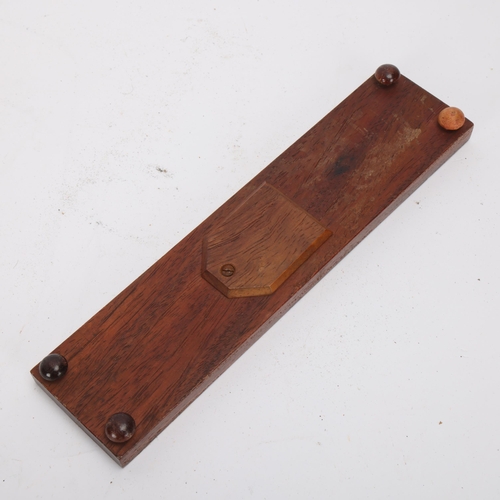 356 - A late Tunbridge Ware cribbage board, with floral micro-mosaic panel, length 23cm