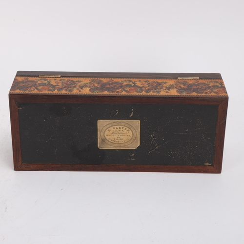 358 - An early Victorian Tunbridge Ware and coromandel dome-top glove box, green velvet lining, decorated ... 