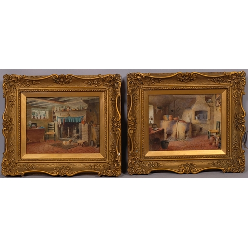 Henry Tozer, pair of kitchen interior scenes, watercolours, 1902, 20cm ...