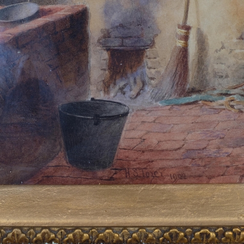 Henry Tozer, pair of kitchen interior scenes, watercolours, 1902, 20cm ...