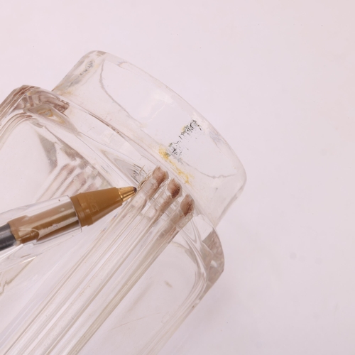 1124 - ASPREY - an Art Deco 18ct gold mounted glass 8-piece dressing table toilet jar set, London 1929, com... 