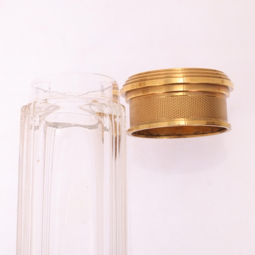 1124 - ASPREY - an Art Deco 18ct gold mounted glass 8-piece dressing table toilet jar set, London 1929, com... 