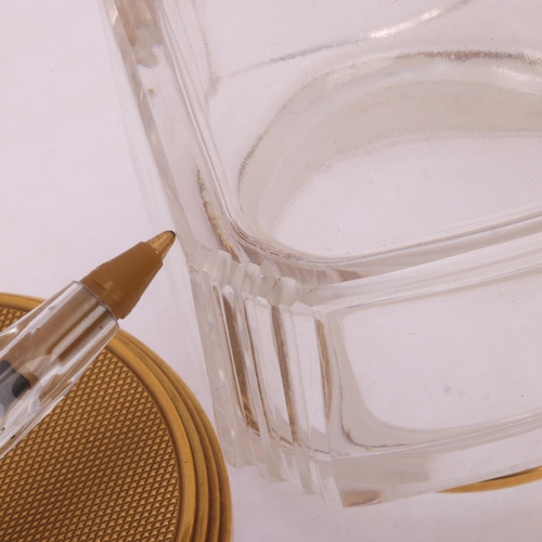 1124 - ASPREY - an Art Deco 18ct gold mounted glass 8-piece dressing table toilet jar set, London 1929, com... 