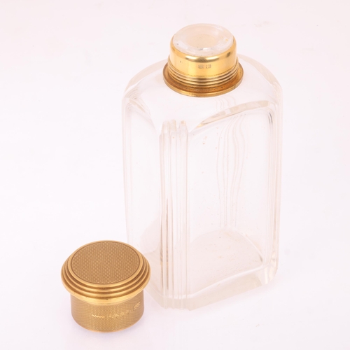 1124 - ASPREY - an Art Deco 18ct gold mounted glass 8-piece dressing table toilet jar set, London 1929, com... 