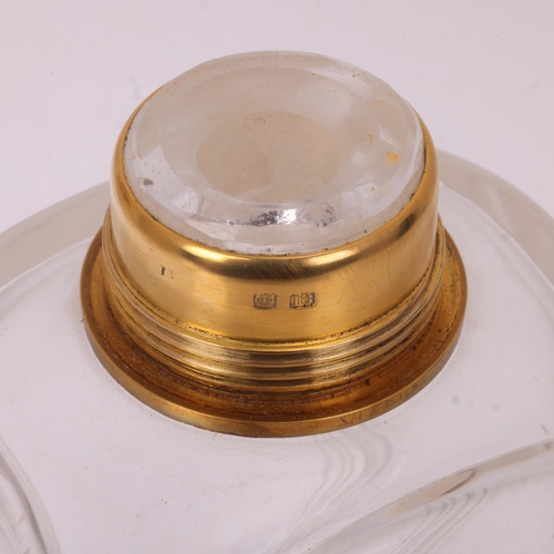 1124 - ASPREY - an Art Deco 18ct gold mounted glass 8-piece dressing table toilet jar set, London 1929, com... 