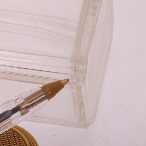 1124 - ASPREY - an Art Deco 18ct gold mounted glass 8-piece dressing table toilet jar set, London 1929, com... 