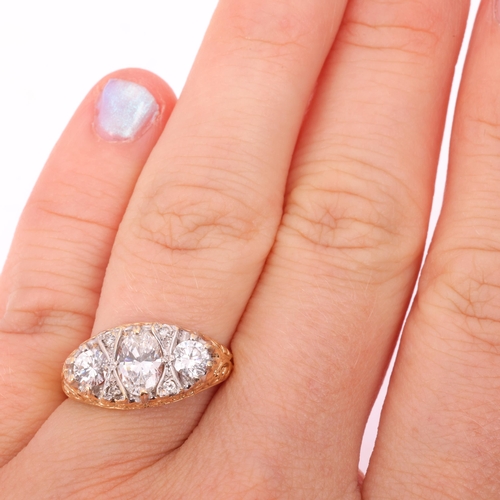 A 14ct gold seven stone cubic zirconia half hoop ring, by QVC, London ...