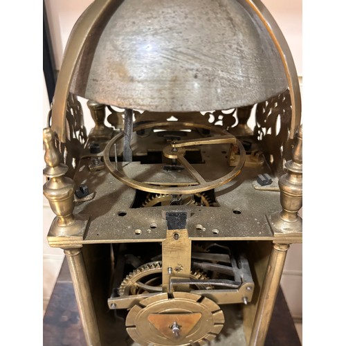 305 - A 17th century brass lantern clock, by John Greenhill of Maidstone, circa 1680, horizontal balance w... 