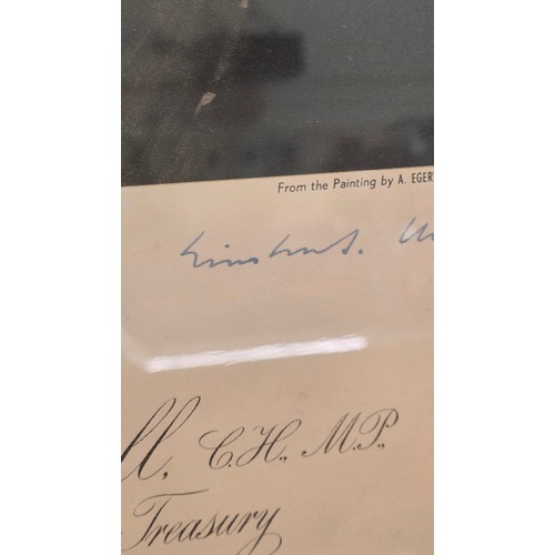 315 - The Right Honourable Winston Spencer-Churchill CH MP, Second World War Period signed lithograph port... 