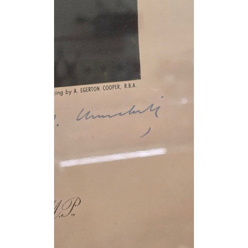 315 - The Right Honourable Winston Spencer-Churchill CH MP, Second World War Period signed lithograph port... 