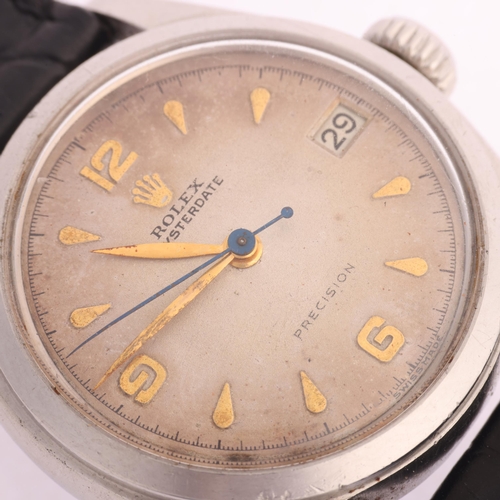 1004 - ROLEX - a Vintage stainless steel Oysterdate Precision mechanical calendar wristwatch, ref. 6066, ci... 