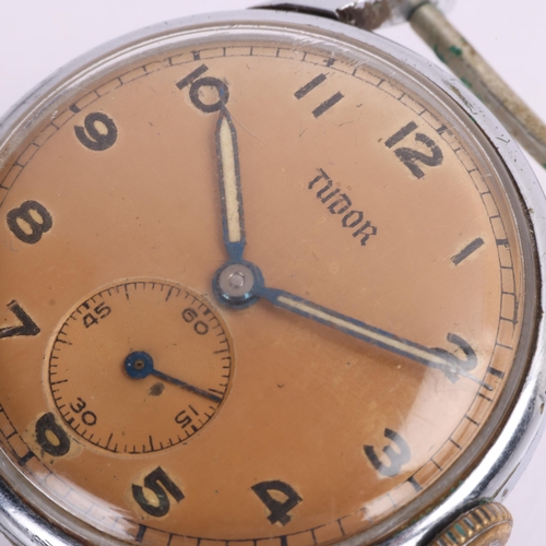 1010 - TUDOR - a Vintage nickel mechanical wristwatch head, ref. 768, circa 1968, silvered dial with Arabic... 
