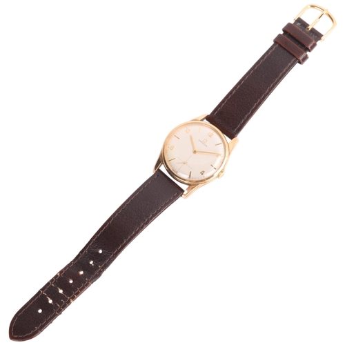 1011 - OMEGA - a Vintage 9ct gold mechanical wristwatch, ref. 121.5400, circa 1964, silvered dial with gilt... 