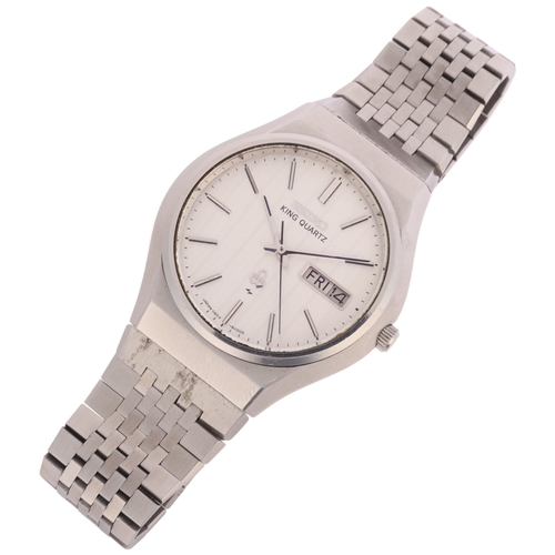1025 - SEIKO - a Vintage stainless steel King Quartz calendar bracelet watch, ref. 0853-8000, circa 1975, s... 