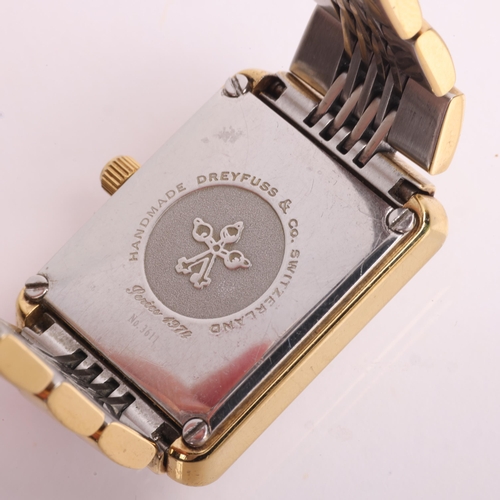 1038 - DREYFUSS & CO - a lady's gold plated stainless steel Series 1974 quartz bracelet watch, silvered knu... 